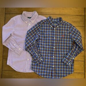 Ralph Lauren Boys Size 7 Long Sleeve Button Down Shirts Collared Stripe Plaid